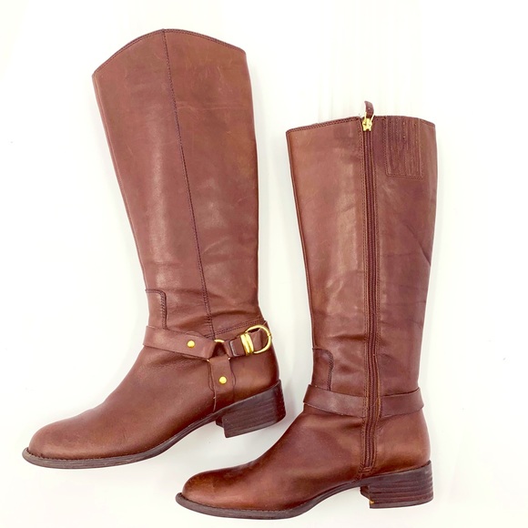 Franco Sarto Shoes - Franco Sarto Brown Leather Stirrup Knee Boots 8.5